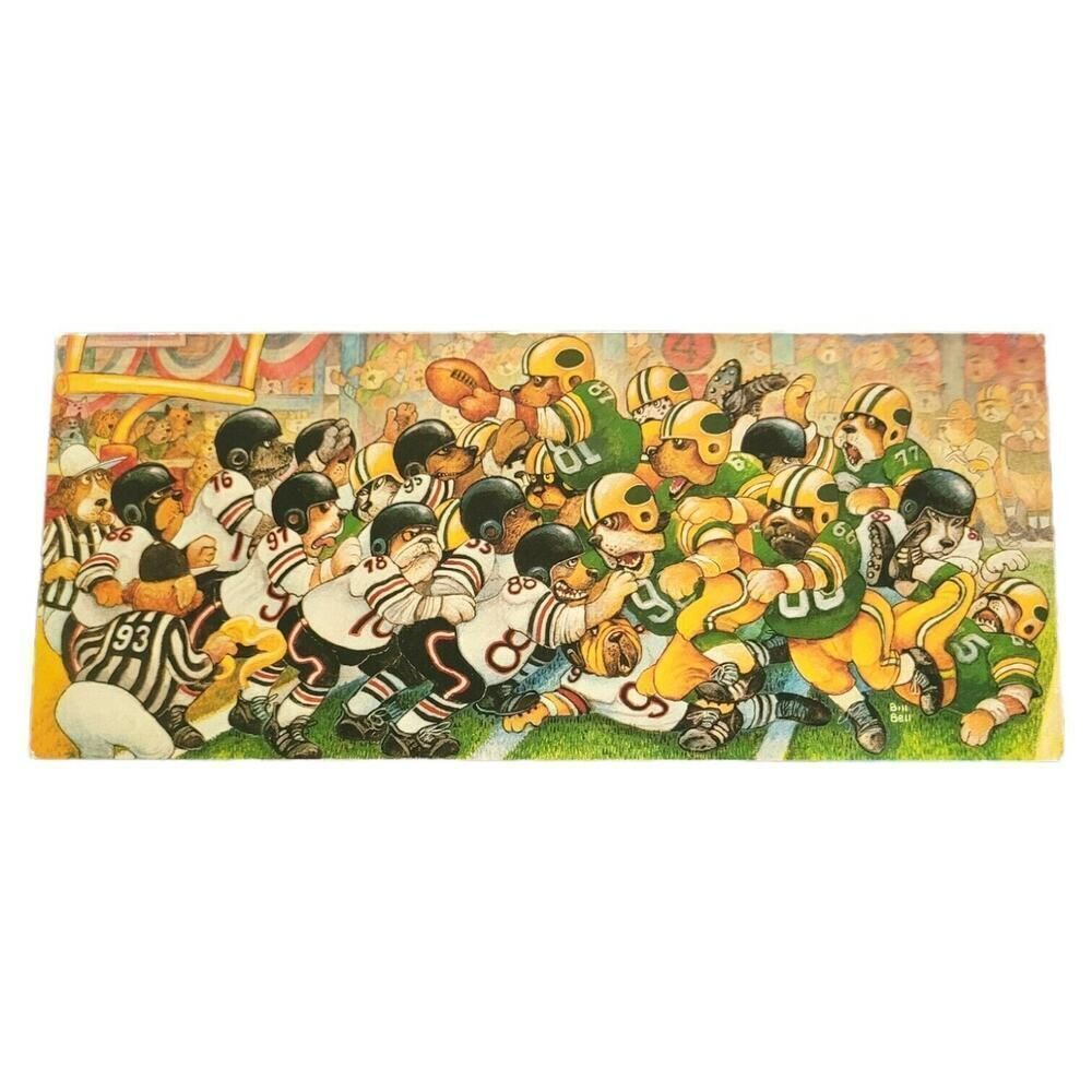 Vintage Fathers Day Football Greeting Card By Leanin Tree Green Gold Packer
